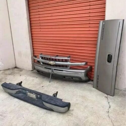 chevy front and rare bumper, gril and tailgate